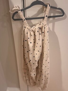 H&M Cream One-Piece with Navy Heart Print